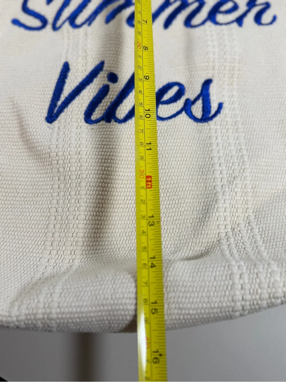 Source Unknown Cream Tote with Blue 'Summer Vibes' Embroidery